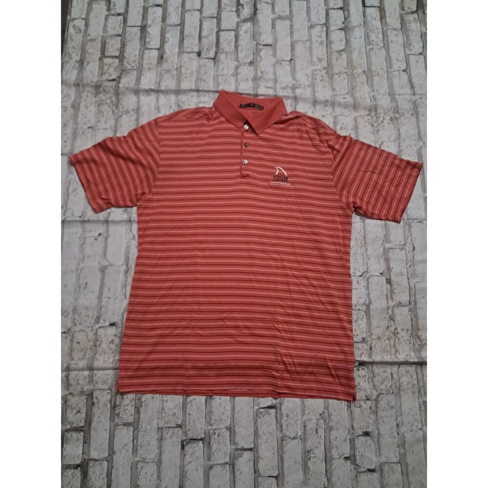Tiger Woods Men's Large Golf Polo Dri-Fit Short Sleeve Orange Tiburon Naples